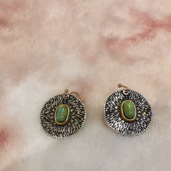 Craftsman Zen Styled Pierced Fashion Earrings NWT silver auqua - Picture 7 of 7